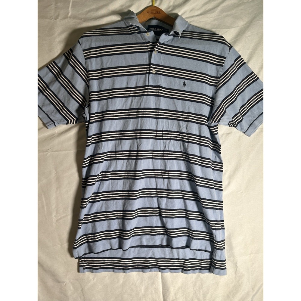 Ralph Lauren Men's XL Blue Striped Polo Performance Golf Shirt Casual Outdoor We